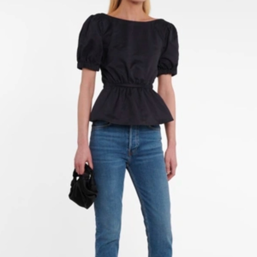 NWT XS STAUD Marie Open Back Peplum Top